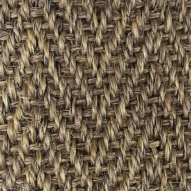 Agra Anthracite – Close-up of dark charcoal coarse woven sisal carpet