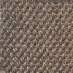 Close-up of a sisal rug in a cool, greyish-brown earth tone with a tight woven pattern.