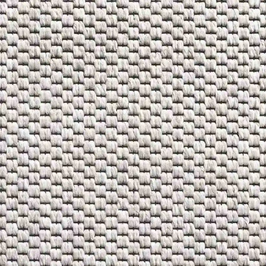 Close-up of ivorywhite woven carpet texture