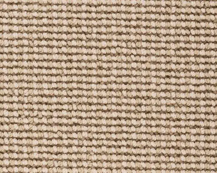 Cream and tan striped loop pile wool carpet with horizontal ribbing