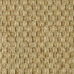 Top-down view of a neutral-toned rug with a tight square grid weave.
